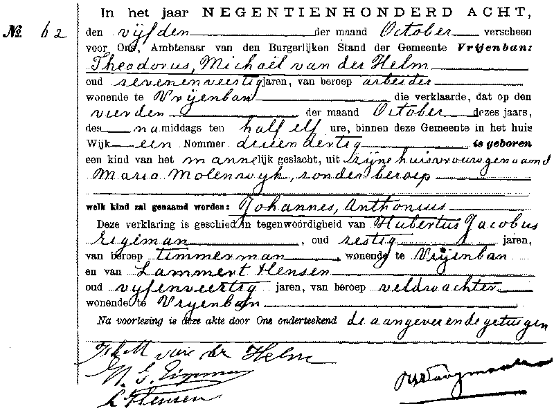 19081005 geb akte 62 Johannes A zv TM vd Helm - M Molenwijk